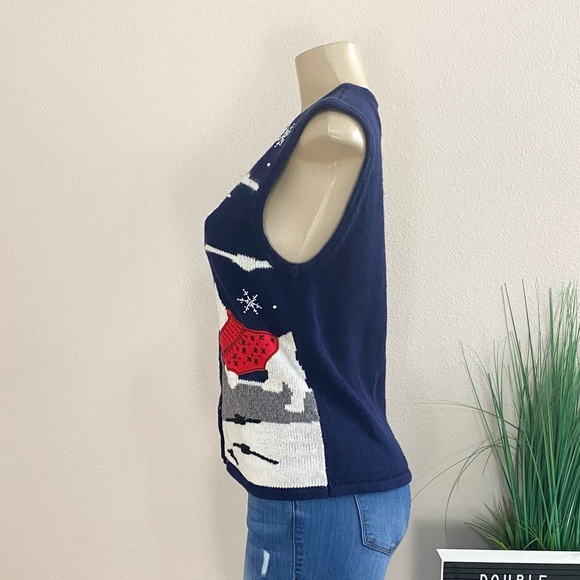 BOBBIE BROOKS | Vintage Scottie Holiday Vest Cardigan Sz S - Picture 4 of 7